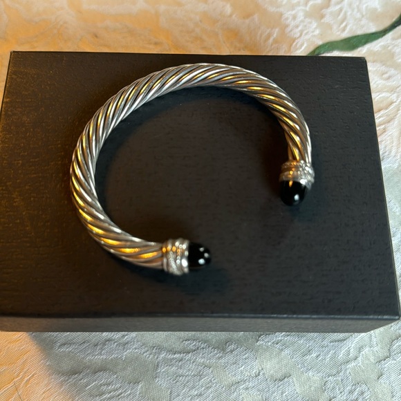 David Yurman Cable Bracelet 7mm Size small Onyx and Diamond - Picture 2 of 16